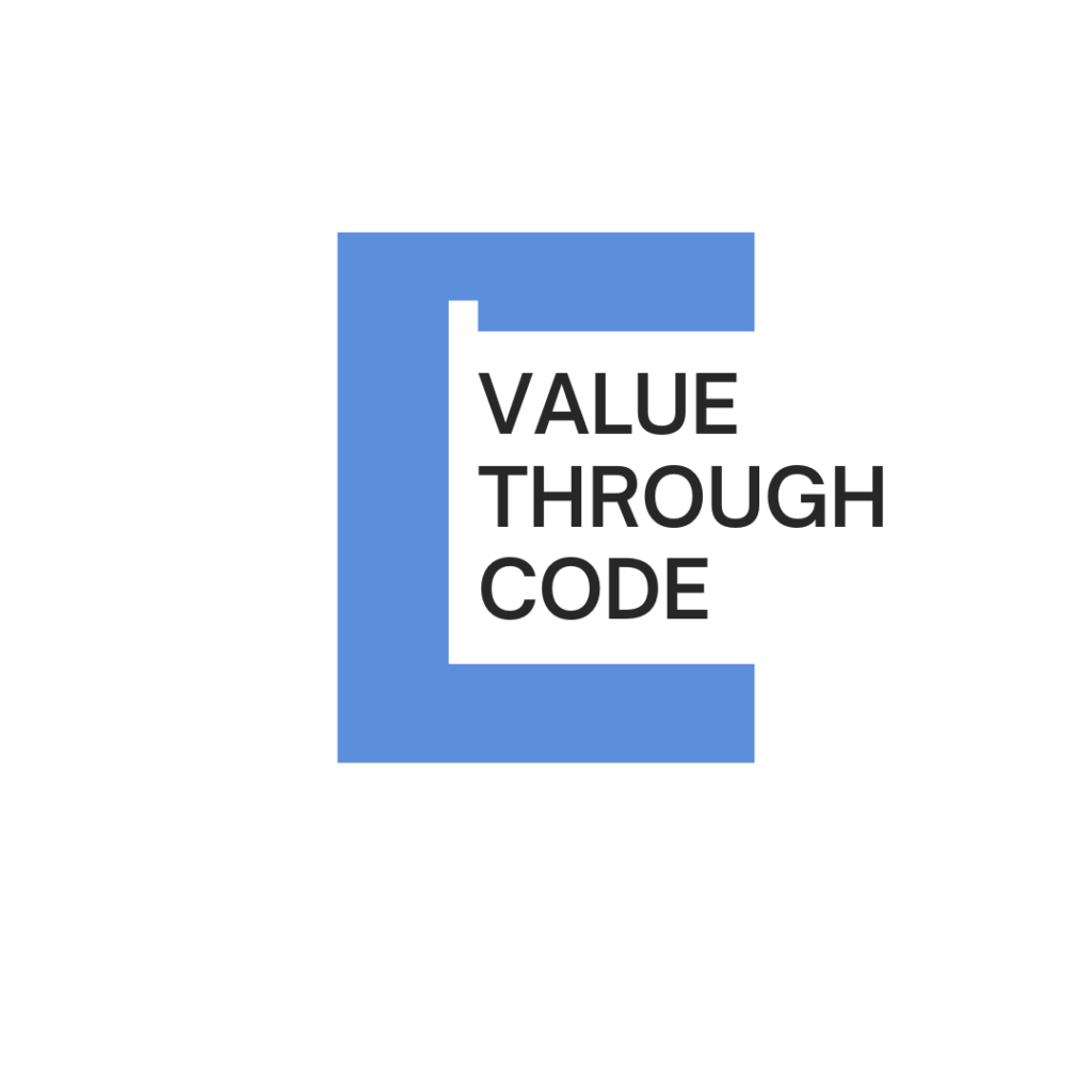 Logo van CodeCapital met slogan Value Through Code – Software op maat en websites in Genk, Limburg.